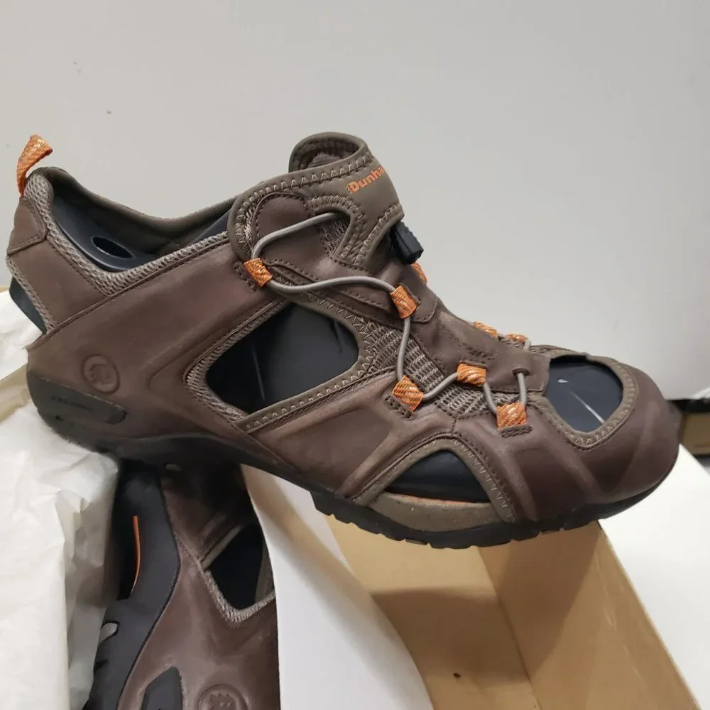 Dunham Men's Vibe Ruggards Tout Aller Brown Leather Sandals -‎ Size 13
